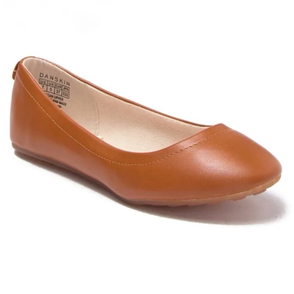 Danskin Ballet Flats Shoes Womens Size 9 Poise Brown Carmel Gel Slip Ons